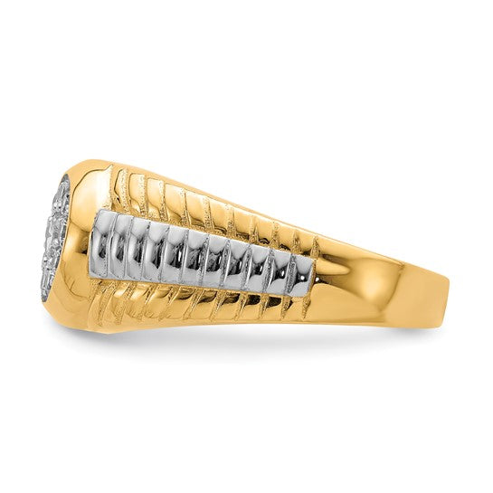 10K w/ Rhodium CZ Mens Ring