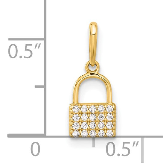 10K CZ Lock Charm
