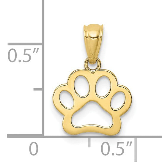 10K Yellow Gold Dog Paw Pendant