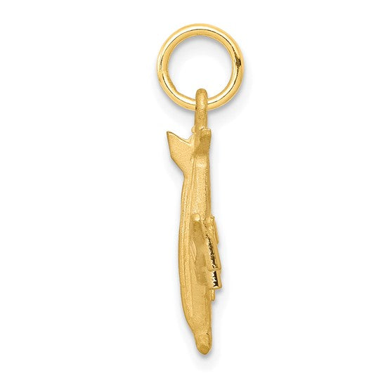 10K Satin Airplane Charm