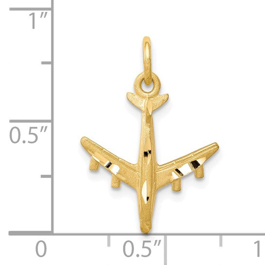 10K Satin Airplane Charm