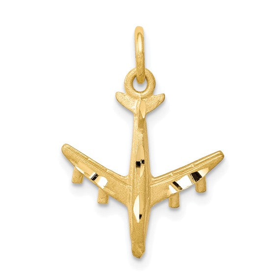 10K Satin Airplane Charm