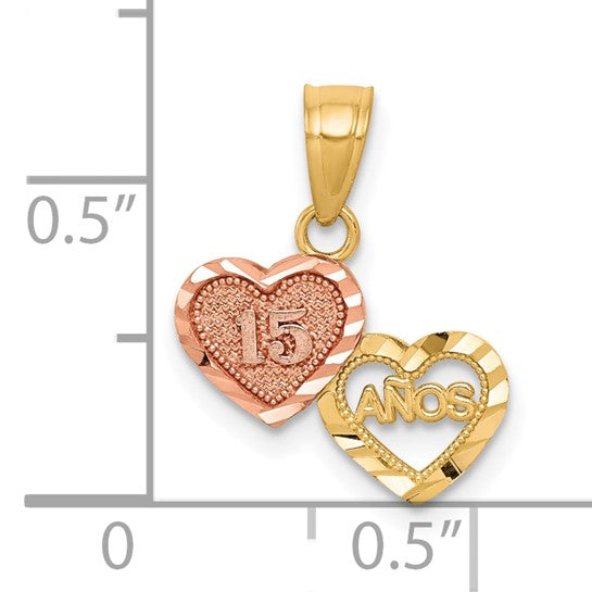 10K Two-Toned Small 15 ANOS Charm