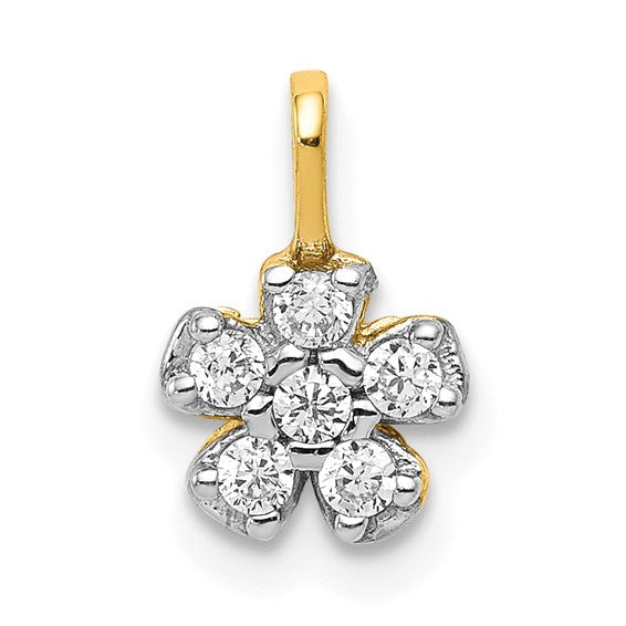 10K Small CZ Flower Charm