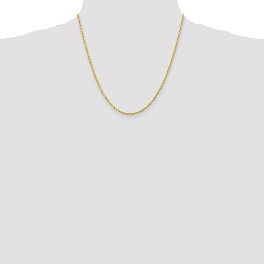 10K Yellow Gold 2mm Diamond-cut Rope Chain