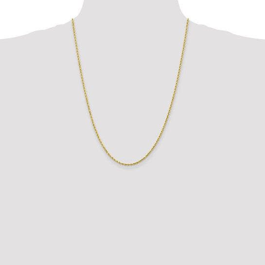 10K Yellow Gold 2mm Diamond-cut Rope Chain