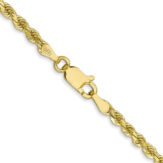 10K Yellow Gold 2.75mm Diamond-cut Solid Rope Chain