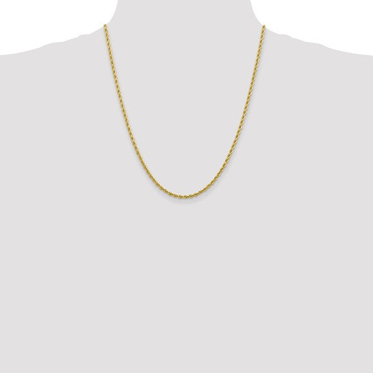 10K Yellow Gold 2.75mm Diamond-cut Solid Rope Chain