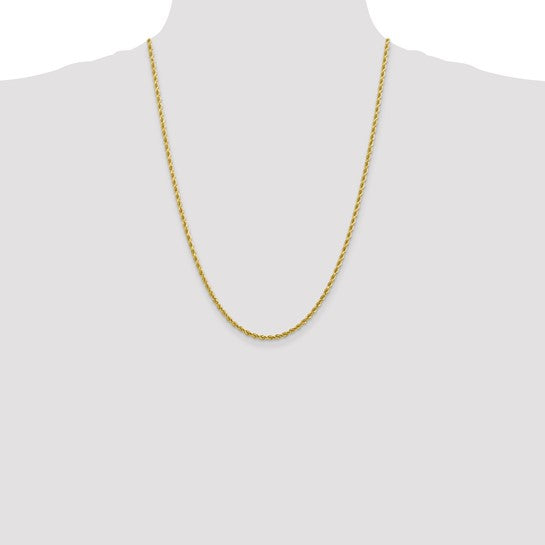10K Yellow Gold 2.75mm Diamond-cut Solid Rope Chain