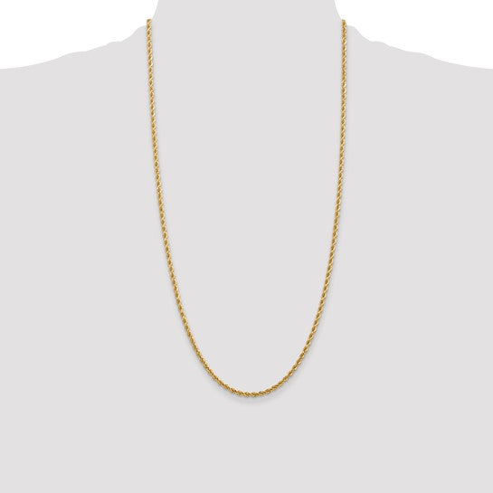 10K Yellow Gold 2.75mm Diamond-cut Solid Rope Chain