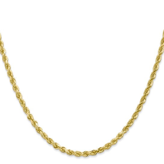 10K Yellow Gold 3mm Diamond-cut Solid Rope Chain