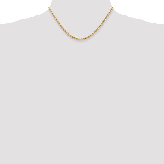 10K Yellow Gold 3mm Diamond-cut Solid Rope Chain