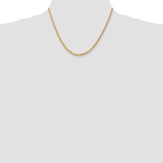 10K Yellow Gold 3mm Diamond-cut Solid Rope Chain