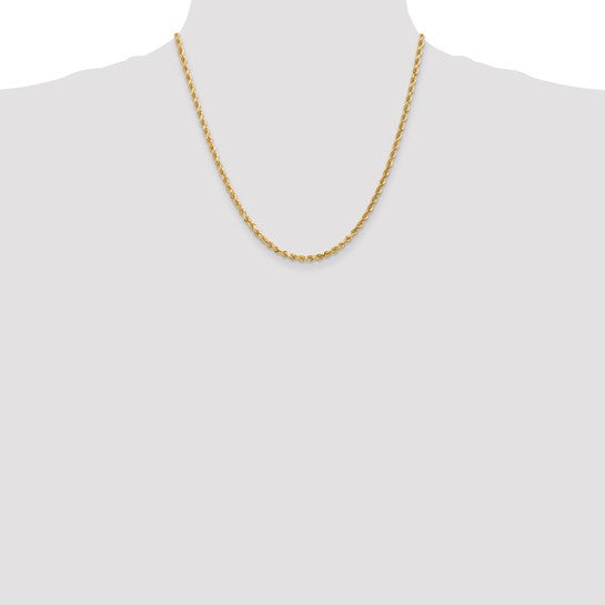 10K Yellow Gold 3mm Diamond-cut Solid Rope Chain