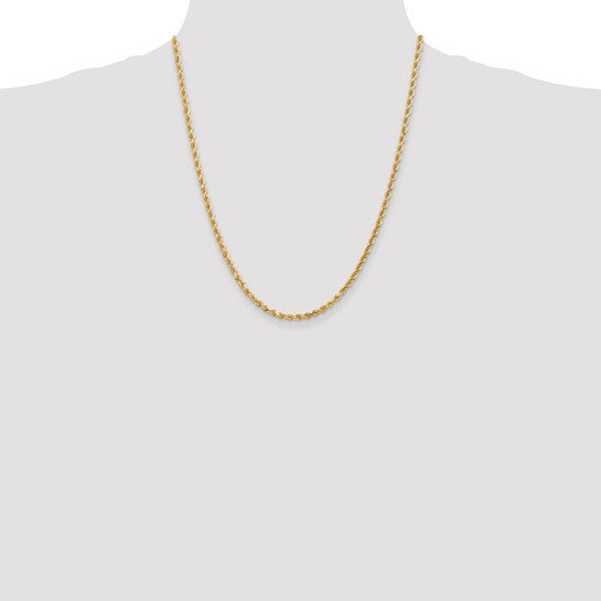 10K Yellow Gold 3mm Diamond-cut Solid Rope Chain