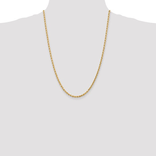 10K Yellow Gold 3mm Diamond-cut Solid Rope Chain