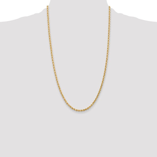 10K Yellow Gold 3mm Diamond-cut Solid Rope Chain