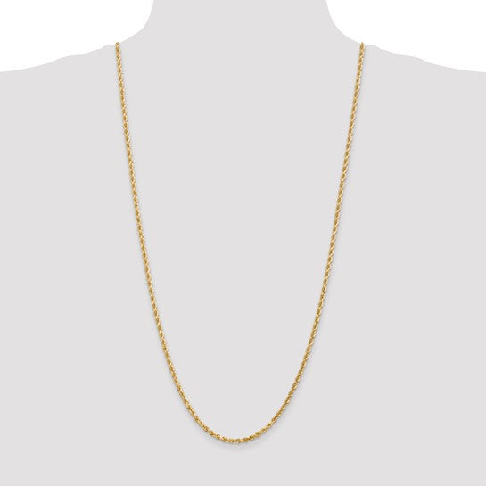 10K Yellow Gold 3mm Diamond-cut Solid Rope Chain