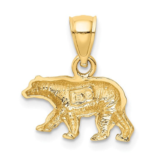 10K Yellow Diamond-Cut Bear Charm