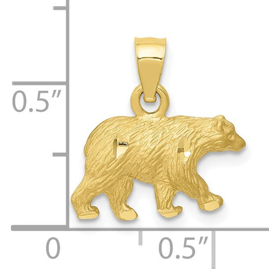 10K Yellow Diamond-Cut Bear Charm