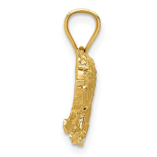 10K Yellow Diamond-Cut Lion Pendant