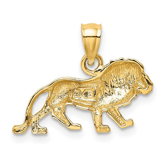 10K Yellow Diamond-Cut Lion Pendant