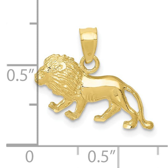 10K Yellow Diamond-Cut Lion Pendant