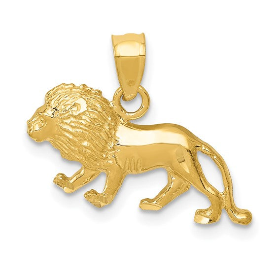 10K Yellow Diamond-Cut Lion Pendant