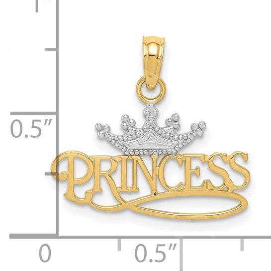 10k Yellow Gold PRINCESS w/ White Gold Crown Charm