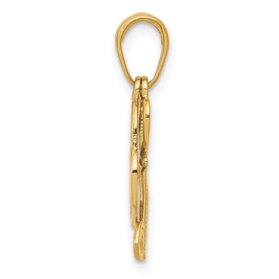 10K Polished Heart Key & Lock Charm
