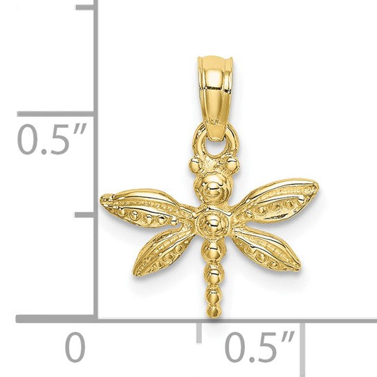 10K 2-D Mini Dragonfly Charm