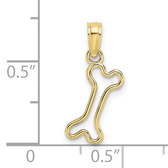10K Yellow Mini Dog Bone Charm