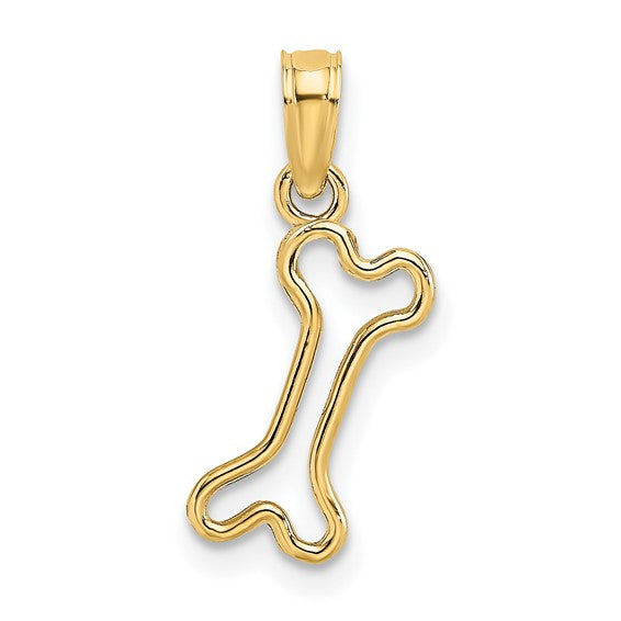 10K Yellow Mini Dog Bone Charm