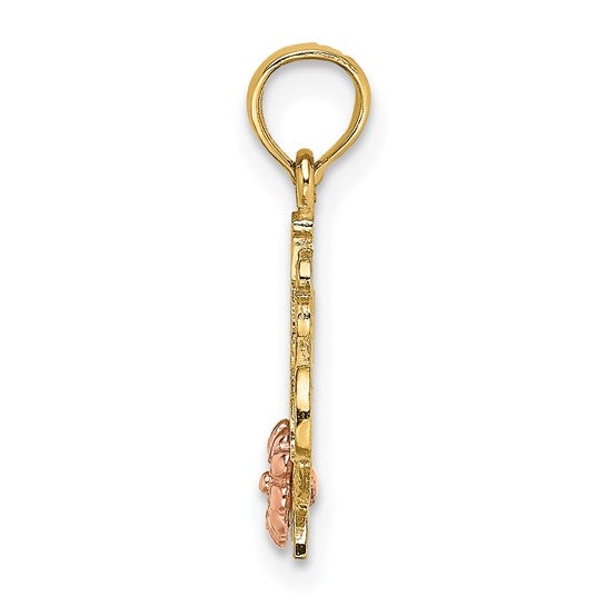 10K Two-Toned #1 GRANDMA With Flower Charm
