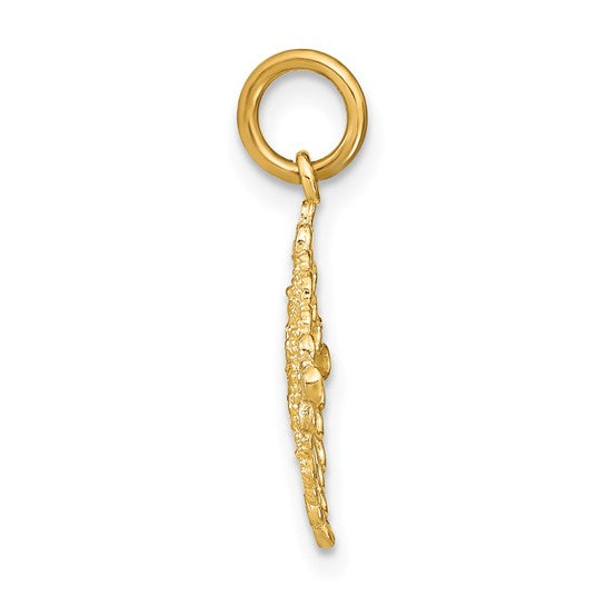 10K Yellow Gold with Rhodium & D/C Filigree Medallion Charm