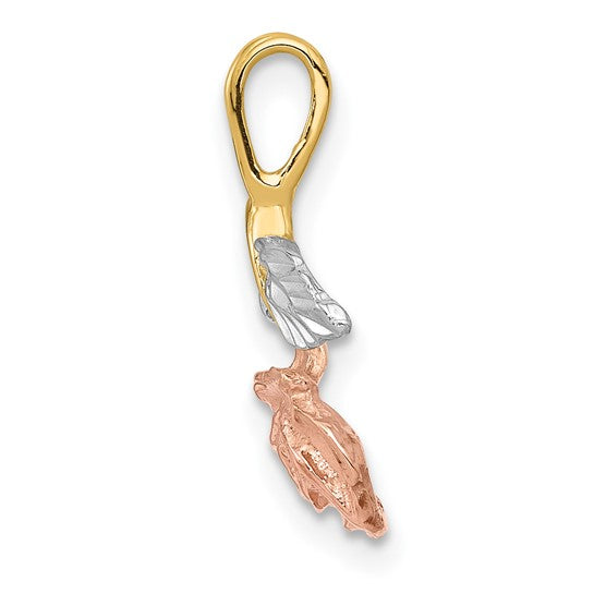 10k Yellow, White & Rose Rhodium Rose Chain Slide