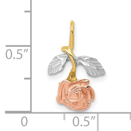 10k Yellow, White & Rose Rhodium Rose Chain Slide