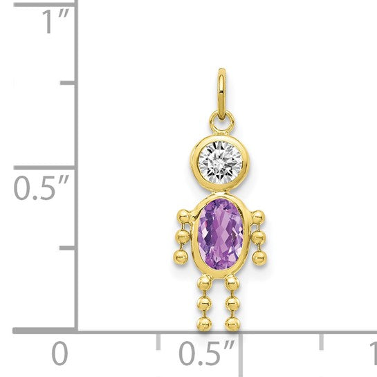 10K Yellow February Boy Birthstone Charm