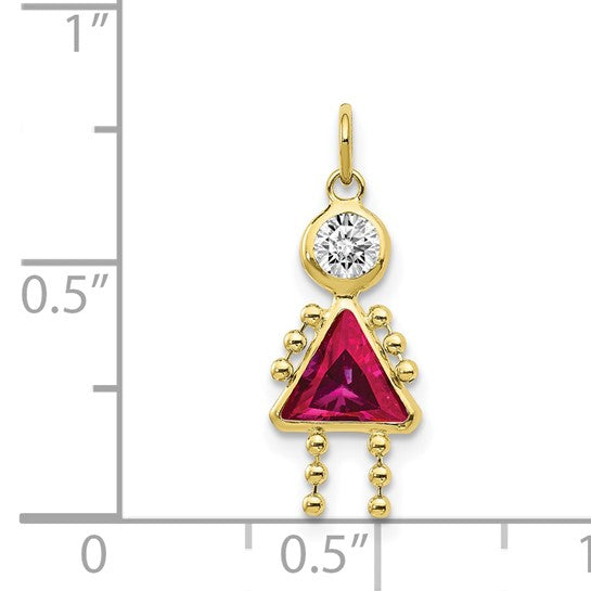 10K Yellow July Girl Birthstone Charm