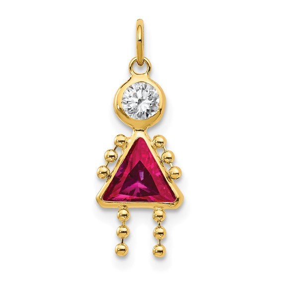 10K Yellow July Girl Birthstone Charm