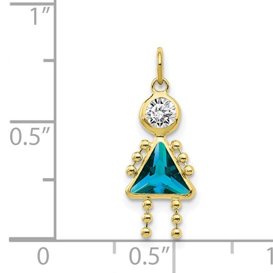 10K Yellow December Girl Birthstone Charm