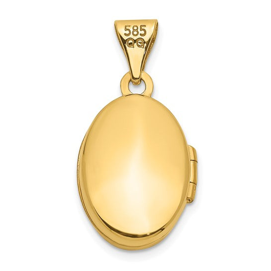 10K Beaded Scroll Design Oval Locket Charm