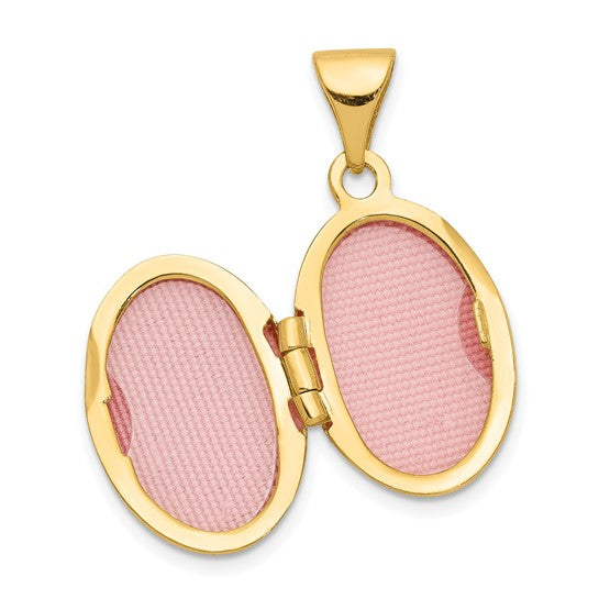 10K Beaded Scroll Design Oval Locket Charm