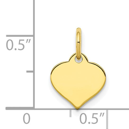 10K Plain Heart Disc Charm