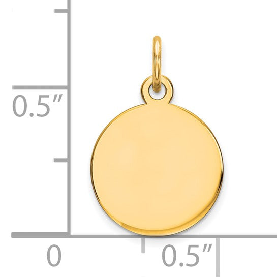 10K Yellow Plain Round Disc Charm