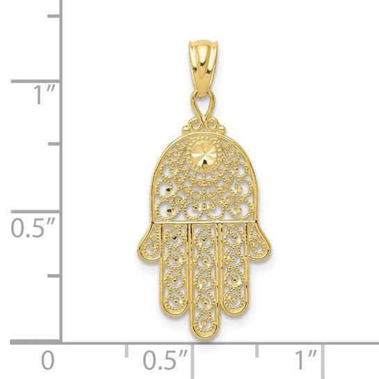 10k Yellow Gold Hamsa Pendant