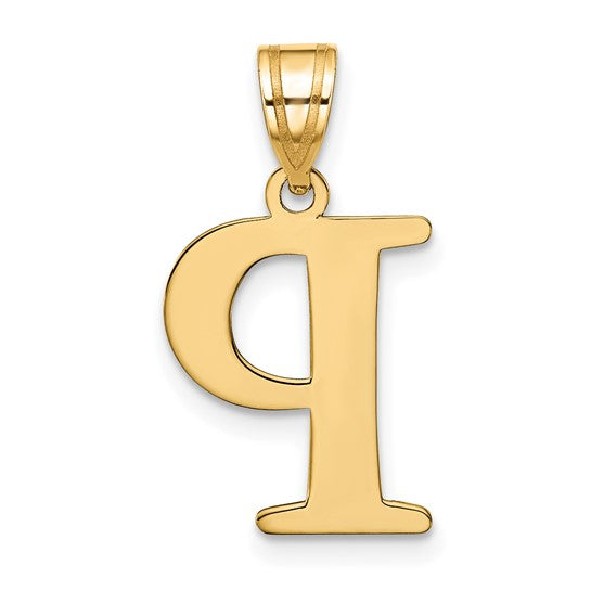 10K Polished Etched Letter P Charm
