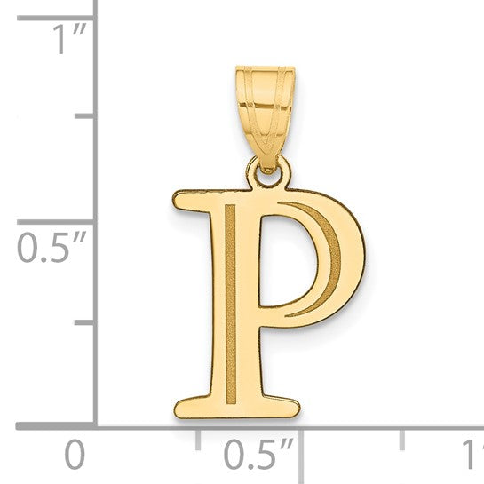 10K Polished Etched Letter P Charm