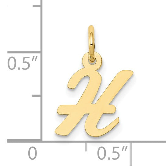 10K Small Script Letter H Charm