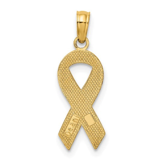 10K Pink Enameled Awareness Ribbon Charm